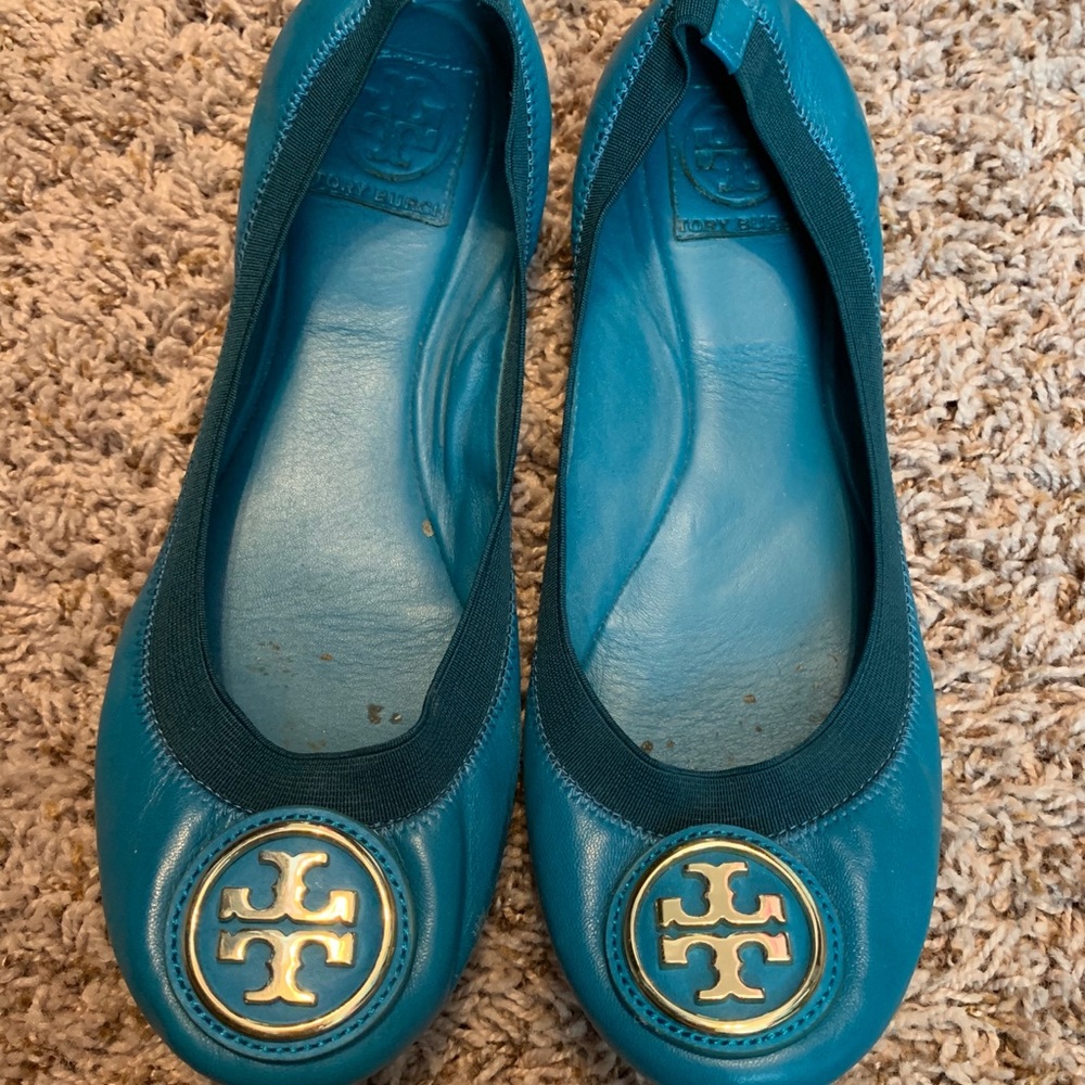 Turquoise Tory Burch Flats